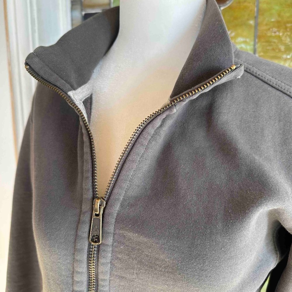 American Giant Women's Gray Moto Full Zip Sweatshirt